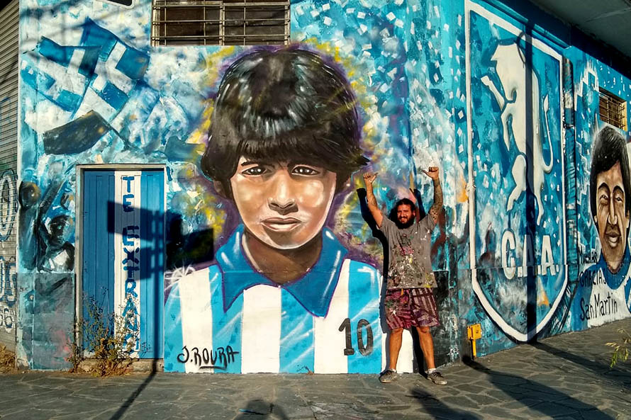 La imponente pintura en homenaje a Maradona en Mar del Plata