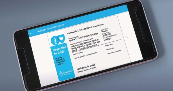 La aplicación Mi Argentina podrá ser usada como carnet de vacunación en el exterior